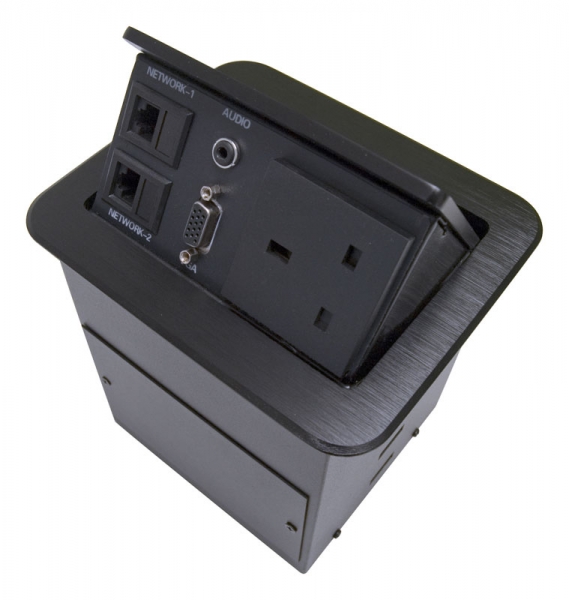 CIE AV Solutions Conec2 Discreet Thru'Desk Popup Multimedia Outlet, Power Data VGA and audio