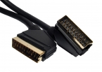 1.521 Pin Black Scart Cable, M-M, Gold on Coax Cable