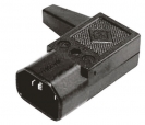 Right Angle C14 IEC Male Rewireable Connector (Black)