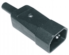 C14 Straight IEC Male Rewireable Connector (Black)