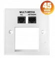 Conec2 Multimedia Wallplate - 1xData and Voice Input + 45x45mm Aperture
