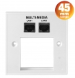 Conec2 Multimedia Wallplate - 2 x Data Input + 45x45mm Aperture
