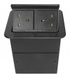 Discreet Thru'Desk Pop-up Dual Power Outlet in Black Brushed Steel