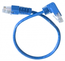EVNSL21E-0001-90DS - Cat5E Angled Cable: 90° Down to 180° Straight - 0.3m Blue