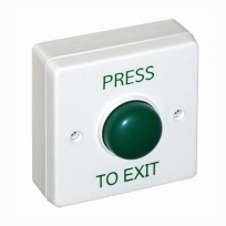 9159013UK - Press to Exit Green Dome Button, White Plastic