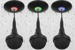 C303-D - Tri-element Ceiling Microphone Array with programmable RGB LED light ring. Dante / AES67. Black