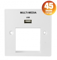 CLB2550USB - Conec2 Multimedia Wallplate - 1 x USB A Input + 45x45mm Aperture