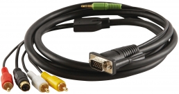 HD15M-S3RCA180 - 15 pin VGA Male & 3.5mm Jack to 3 x RCA, 1 SvideoComponent Video over AVE 300 Series