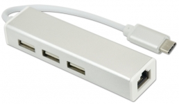 USBTC120 - USB 3.1 Type C male - RJ45/USB2.0 A Female Adaptor/Hub